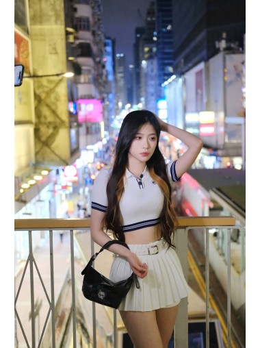 CHIOS CLUB - Pleats polo top ss2410v White
